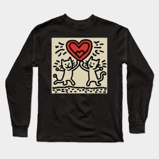 Funny Keith Haring, cats lover Long Sleeve T-Shirt